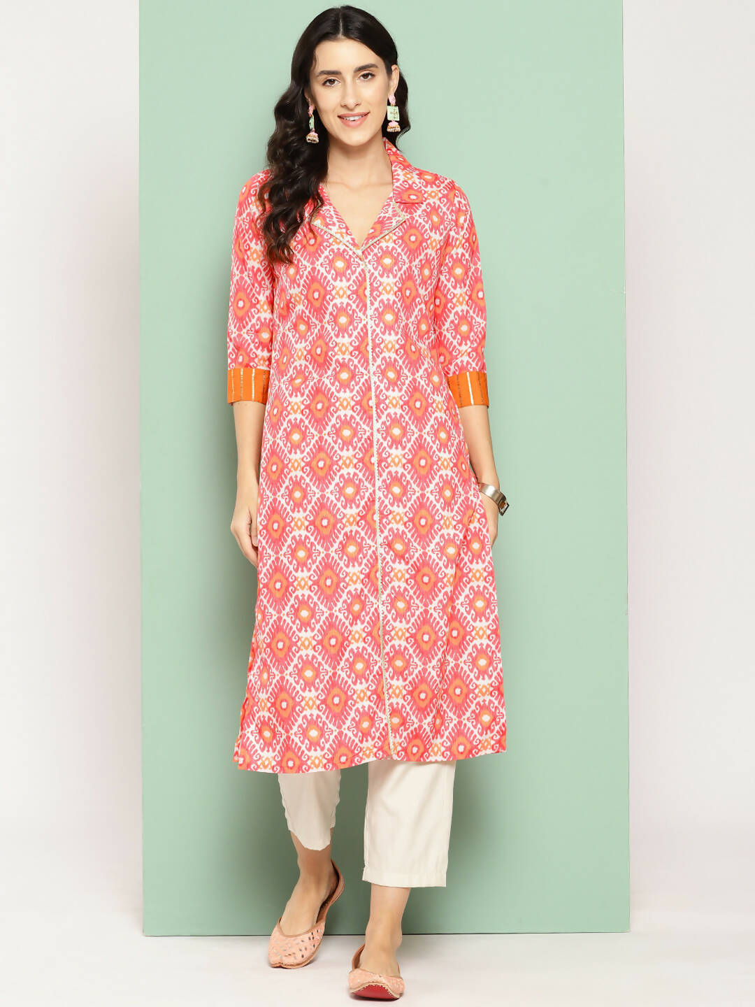 Ahalyaa Women's Traditional wear Kurta - Orange - Distacart