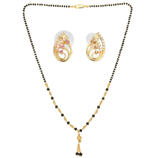 AanyaCentric Gold Plated Short Mangalsutra Set with Earrings - Distacart