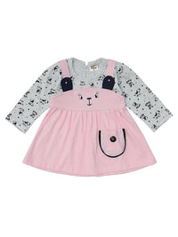 Thumbnail for NammaBaby Baby Girl's A-Line Mini Frock Dress - Pink Grey - Distacart