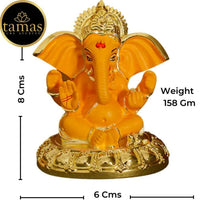 Thumbnail for Tamas Gold Plated Gaj Karna Ganesh Idol Orange & gold Color - Distacart