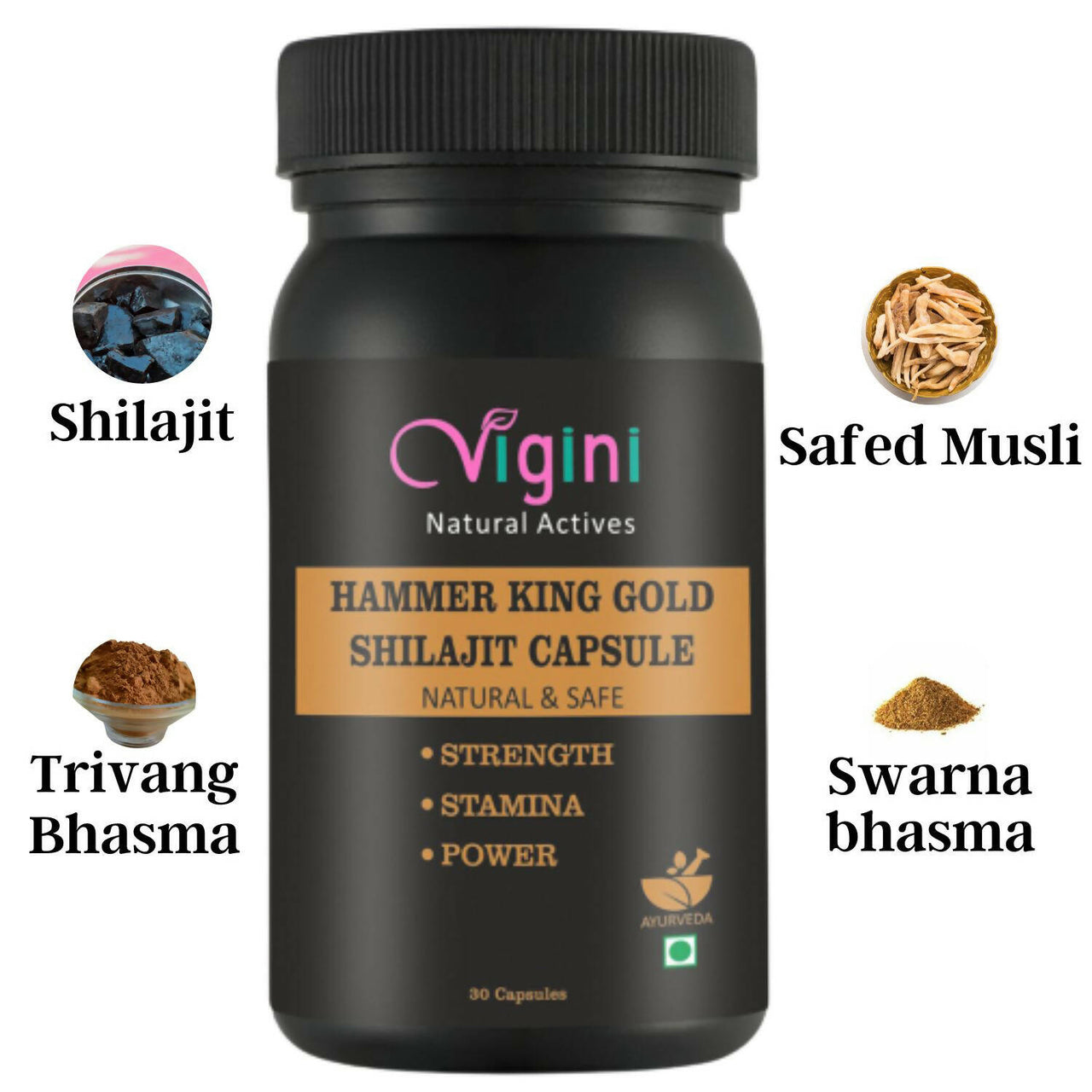 Vigini Natural Hammer King Gold Sj Capsule for Men - Distacart