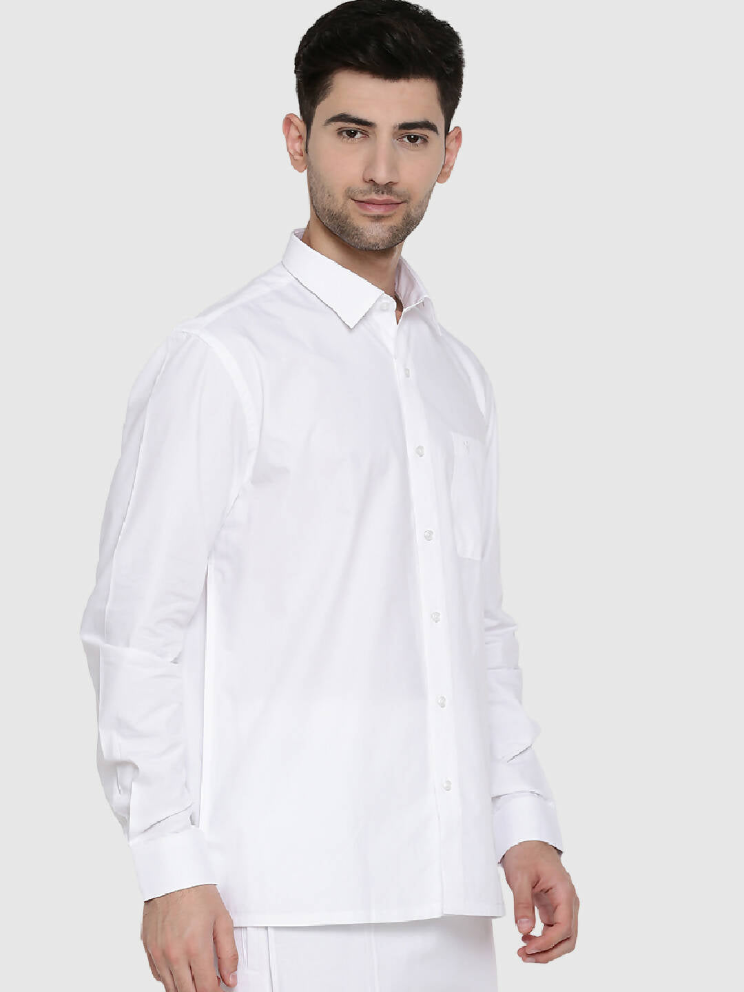 Ramraj Cotton Mens Full Sleeve Formal Poly Cotton White Shirt - Distacart