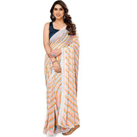 Thumbnail for Women's Partywear Designer Orange Georgette Fancy Saree - Satrangi - Distacart