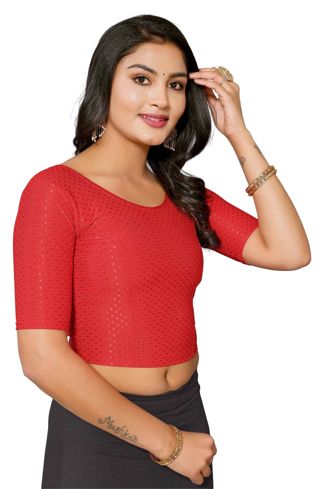 Malishka Women's Red Colour Lycra Readymade Blouse - Distacart