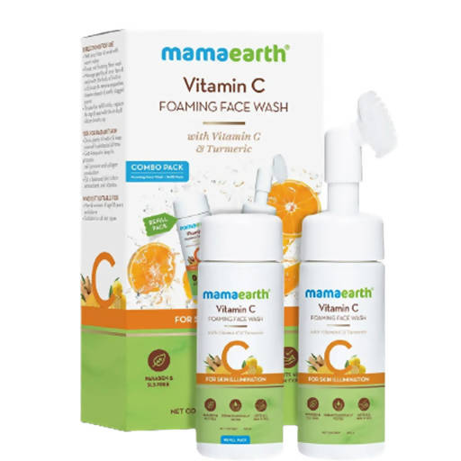 Mamaearth Vitamin C Foaming Face Wash With Brush Combo Pack - Distacart