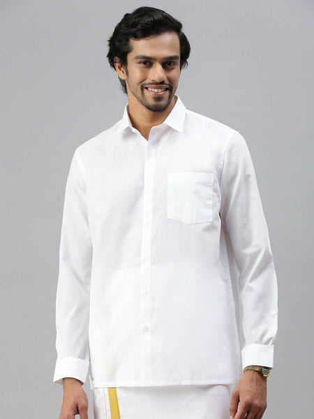 Ramraj Cotton Mens Full Sleeve Formal 100 % Cotton White Shirt - Distacart