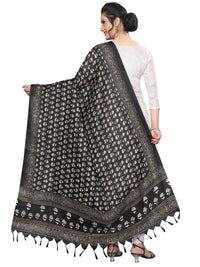 Thumbnail for Vamika Latest Fashion Black Printed Khadi Bhagalpuri Dupatta For Girls