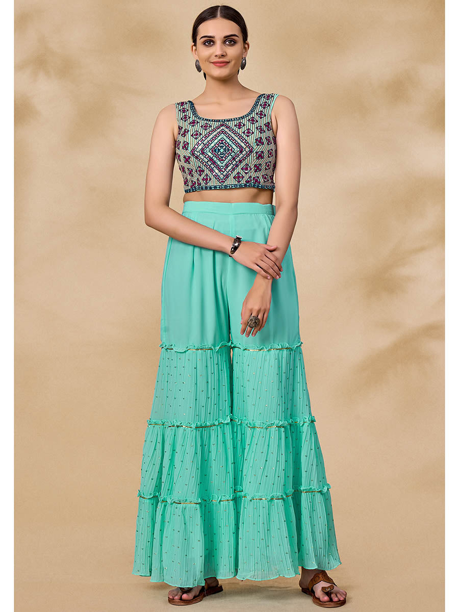 Semi Stitched Georgette Designer Ladies Sharara Suit at best price in Mumbai