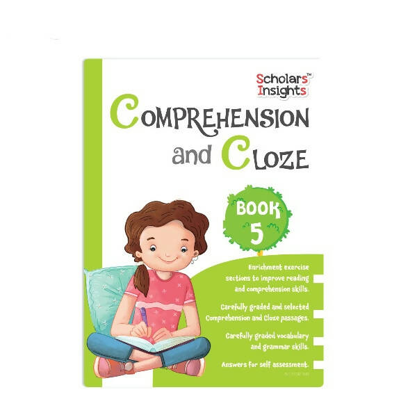 Scholars Insights Comprehension and Cloze Grade 5|English Vocabulary, Grammar Skill Book 5| Ages 10-11 Years - Distacart