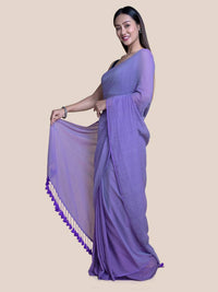 Thumbnail for Suta Lavender Solid Mul Saree - Distacart