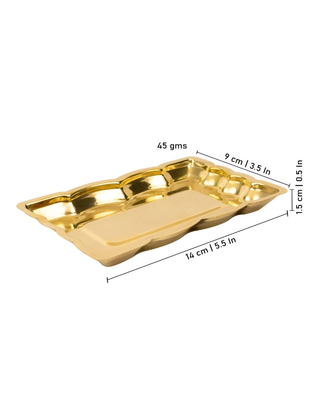 Buy Spillbox Gold-Toned Brass Rectangular Betal Thali Pooja Essential  Online at Best Price | Distacart