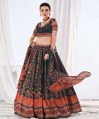 Thumbnail for Wedding Designer Black Chinon Lehengha Choli - Anbazaar - Distacart