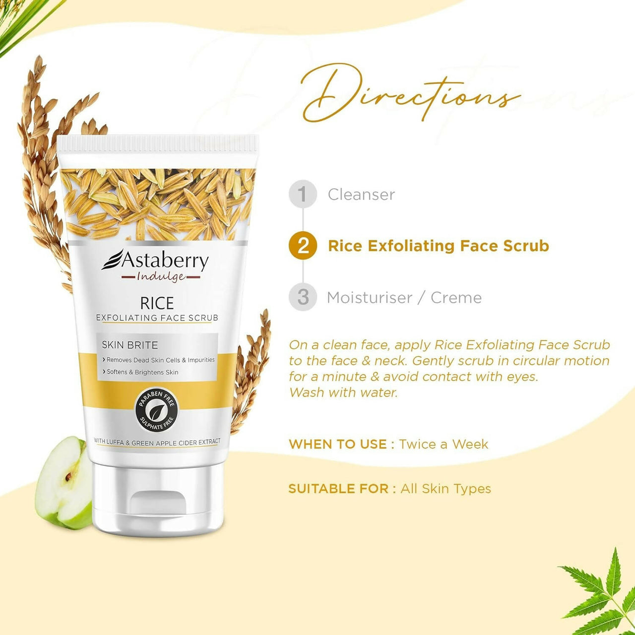 Astaberry Indulge Rice Exfoliating Face Scrub - Distacart