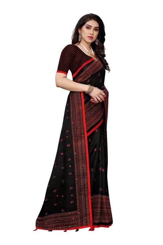 Vamika Black Jute Silk Embelished Saree (HOLIKA BLACK)