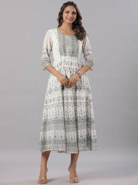 Thumbnail for Juniper Women Off-White Georgette Flared Maxi Dress - Distacart