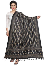 Thumbnail for Vamika Latest Fashion Black Printed Khadi Bhagalpuri Dupatta For Girls