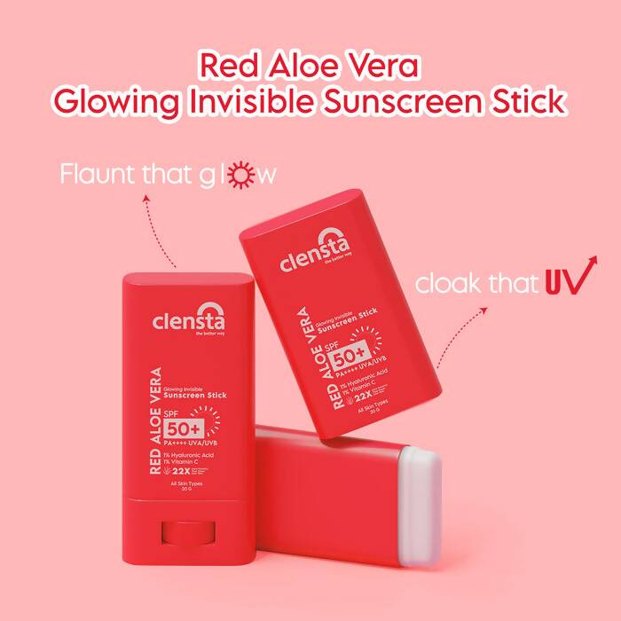 Red Aloe Vera Glowing Invisible Sunscreen Stick with SPF 50 - Distacart