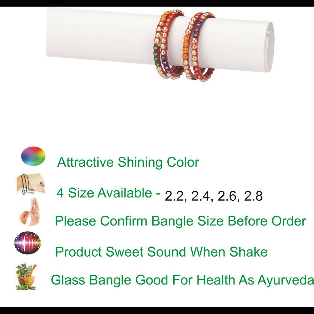 Afast Bridal Wedding & Party Fashionable Colorful Glass Bangle/Kada Set, Pack Of 4 - Multicolor - Distacart