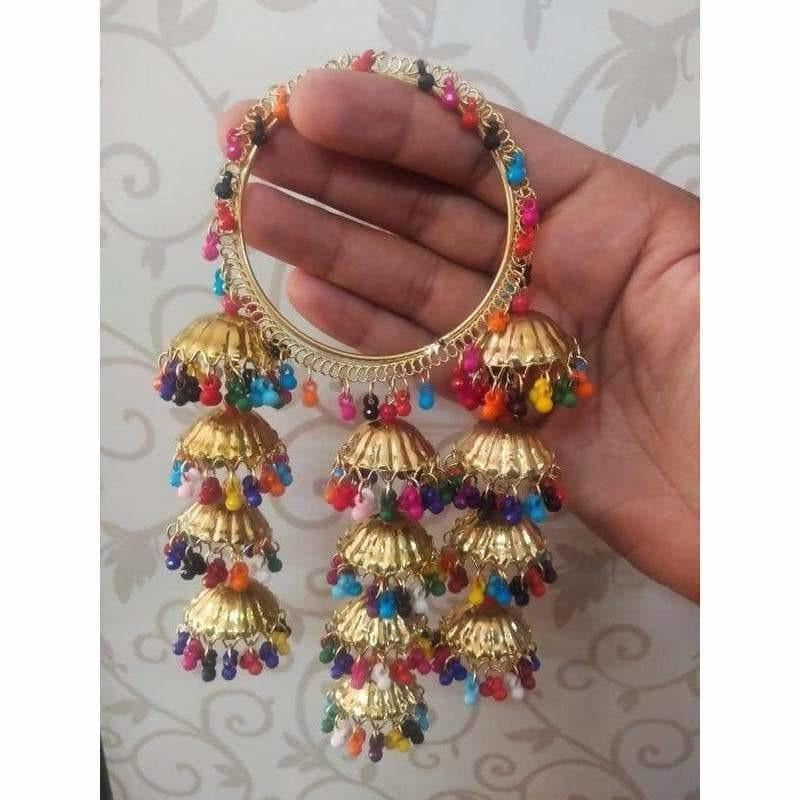 Multicolor Hanging Bangles With Pearls And Jhumkas