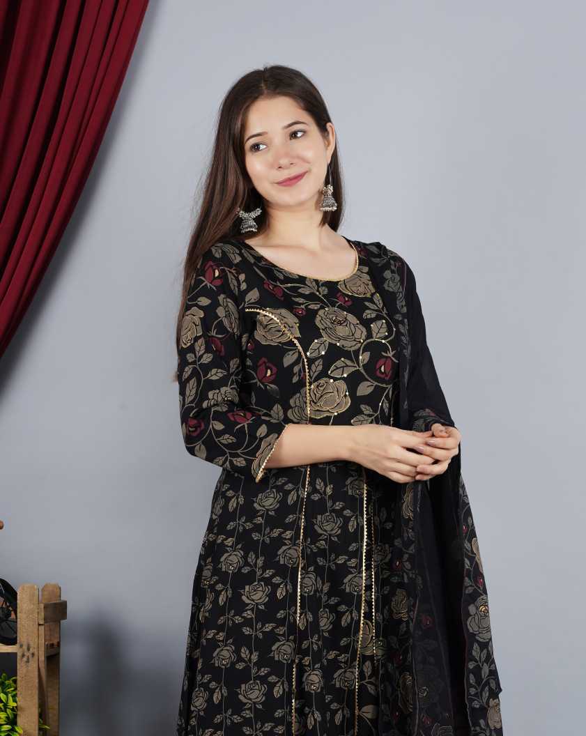 NOZ2TOZ Women Black Kurta and Palazzo Set Rayon - Distacart