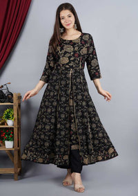 Thumbnail for NOZ2TOZ Women Black Kurta and Palazzo Set Rayon - Distacart