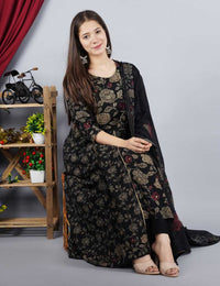 Thumbnail for NOZ2TOZ Women Black Kurta and Palazzo Set Rayon - Distacart