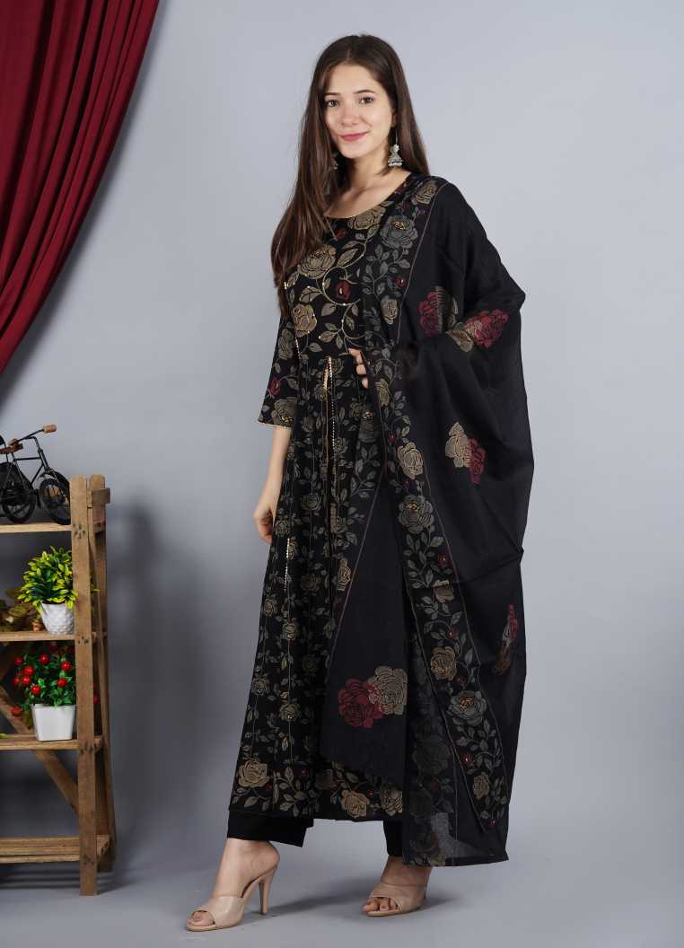 NOZ2TOZ Women Black Kurta and Palazzo Set Rayon - Distacart