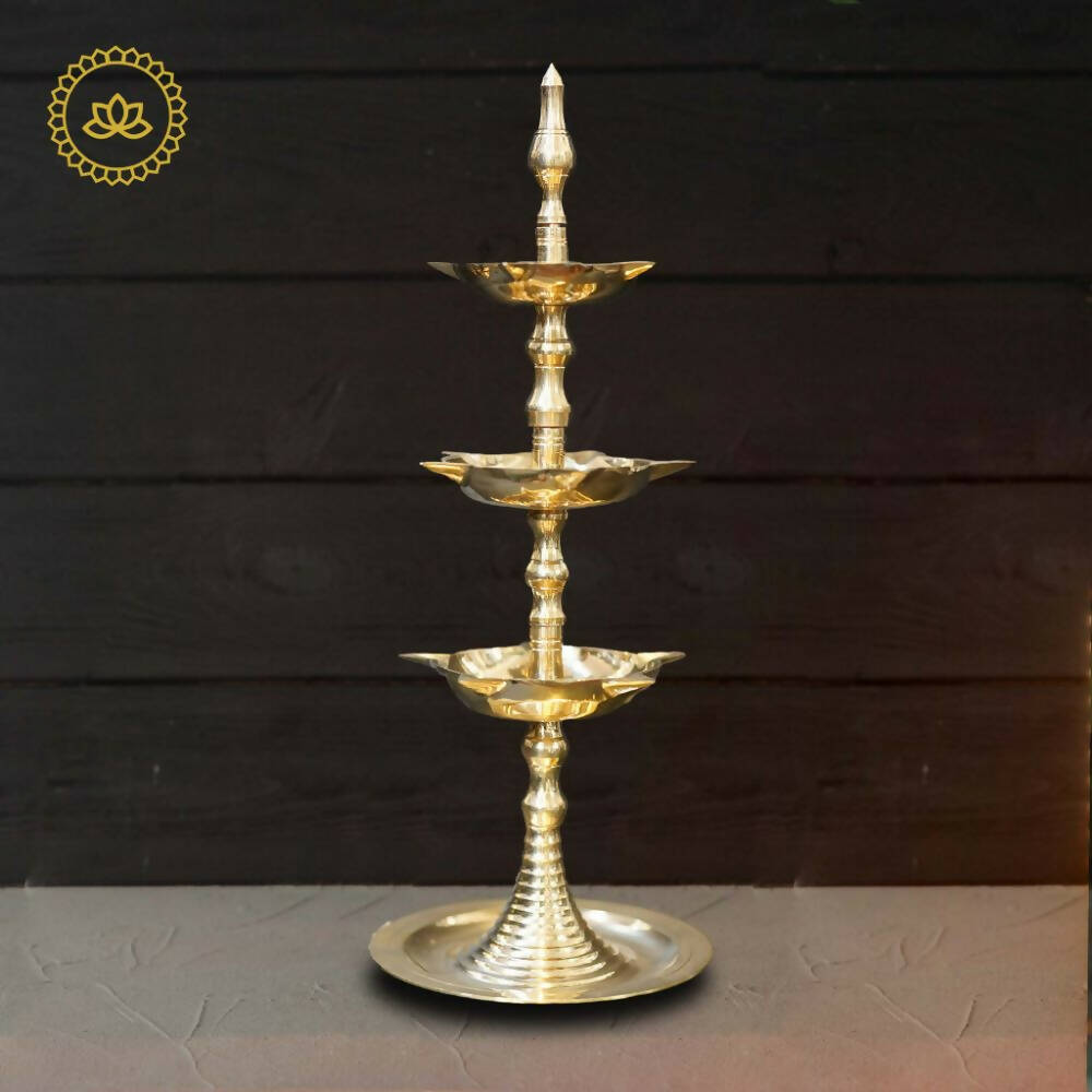 Brass Three-Step Diya - Distacart