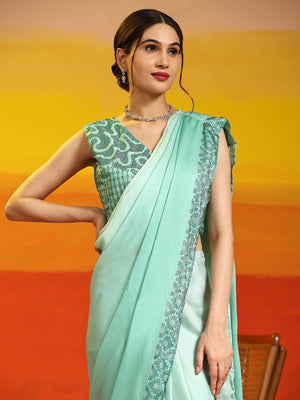 Handwoven Sea Green Linen Saree | Cotton saree blouse designs, Elegant saree,  Indian fashion saree