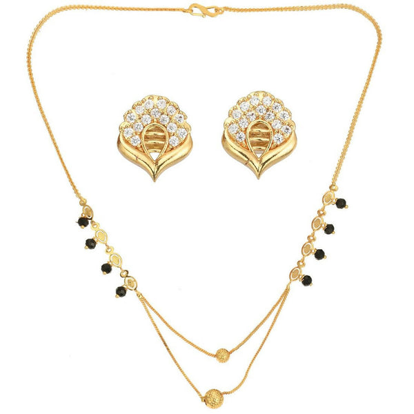 AanyaCentric Gold Plated Short Mangalsutra Set with Earrings - Distacart