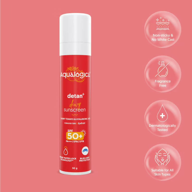 Aqualogica Detan + Dewy Sunscreen With Cherry Tomato & Hyaluronic Acid - Distacart