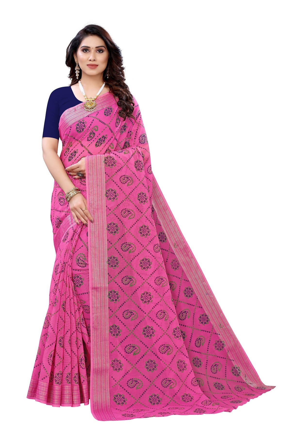 Vamika Pink Linen Jari Border Saree (CHARVI PINK) - Distacart