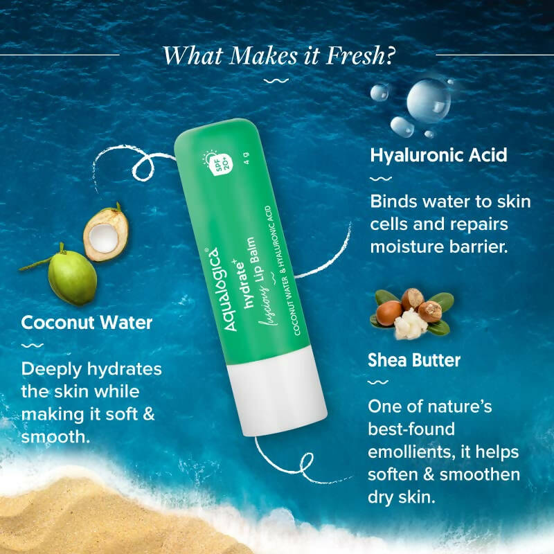 Aqualogica Hydrate+ Luscious Lip Balm With Coconut Water & Hyaluronic Acid - Distacart