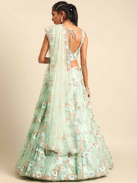 Thumbnail for House of Panchhi Sea Green Net Sequins and Zarkan embroidery Lehenga choli & Dupatta - Distacart