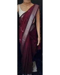 Thumbnail for DEIANA'S Beautiful Golden Jari with New Design Soft Lichi Silk Saree - Wine - Distacart