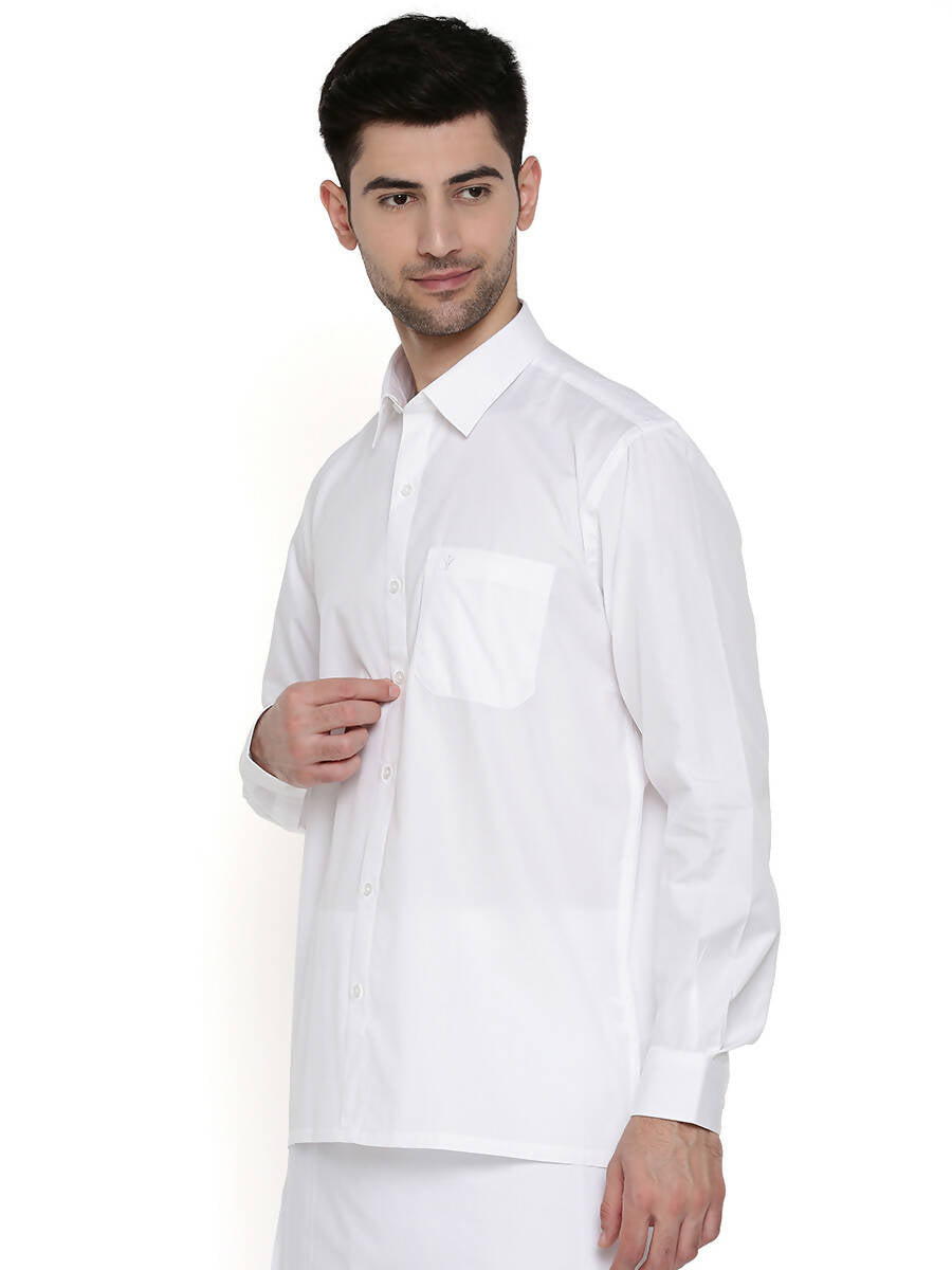 Ramraj Cotton Mens Full Sleeve Formal 100 % Cotton White Shirt - Distacart