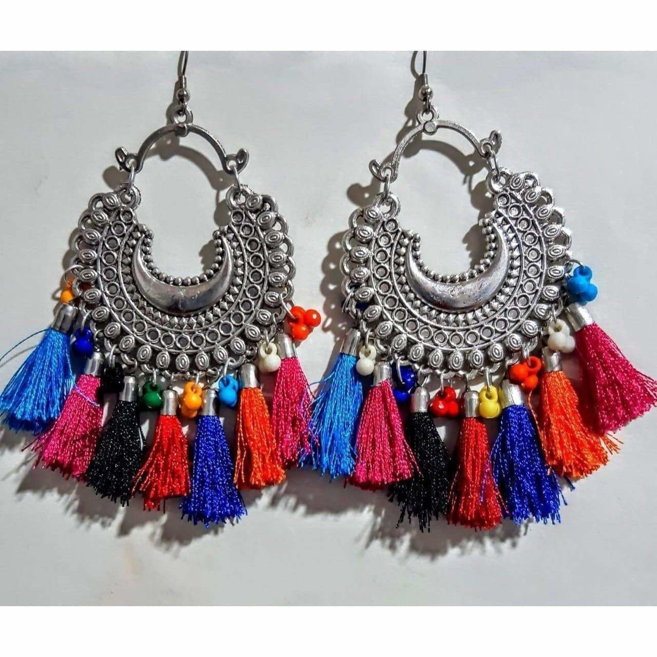 Black Thread Tassel Fancy Party Wear Fashion Jewellery Long Earrings | eBay