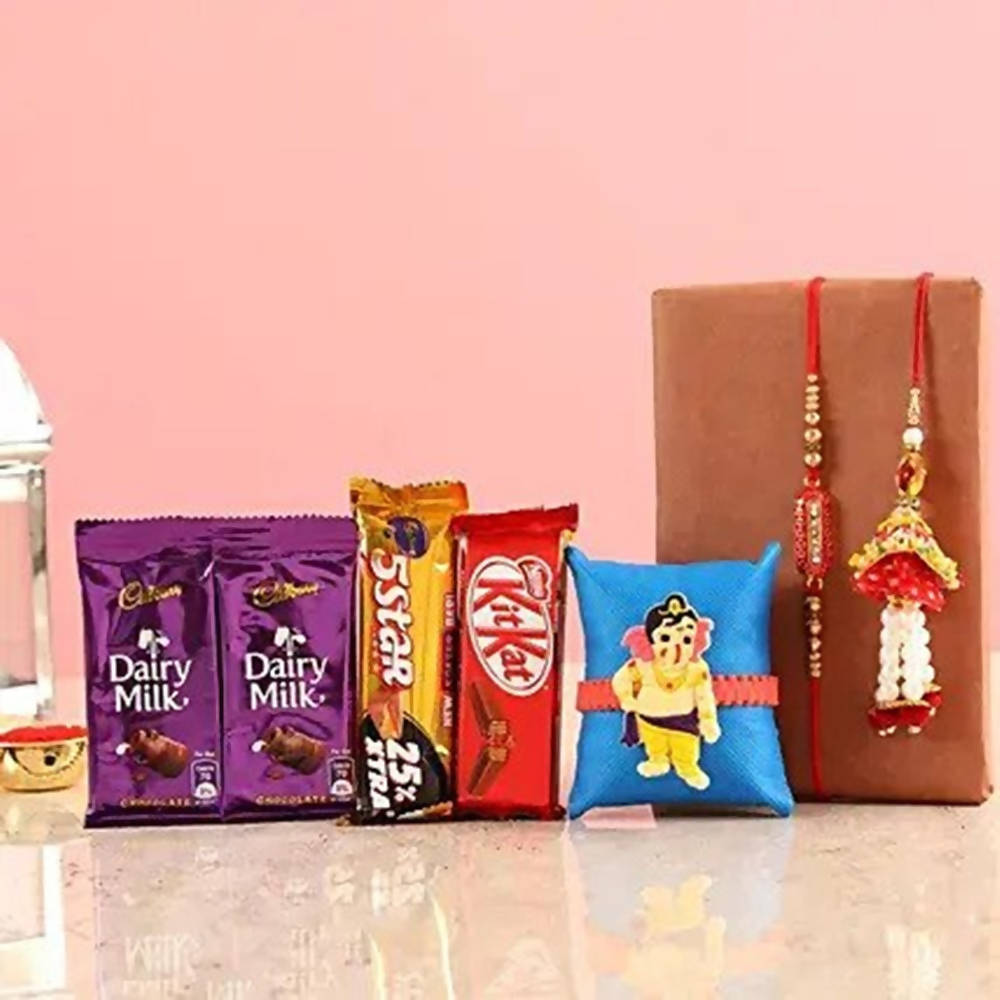 Chocolates With Family Rakhi Set Combo