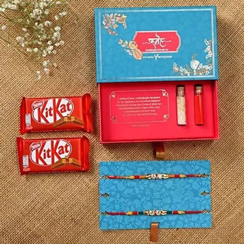 American Diamond Rakhi Set & KitKat Chocolates