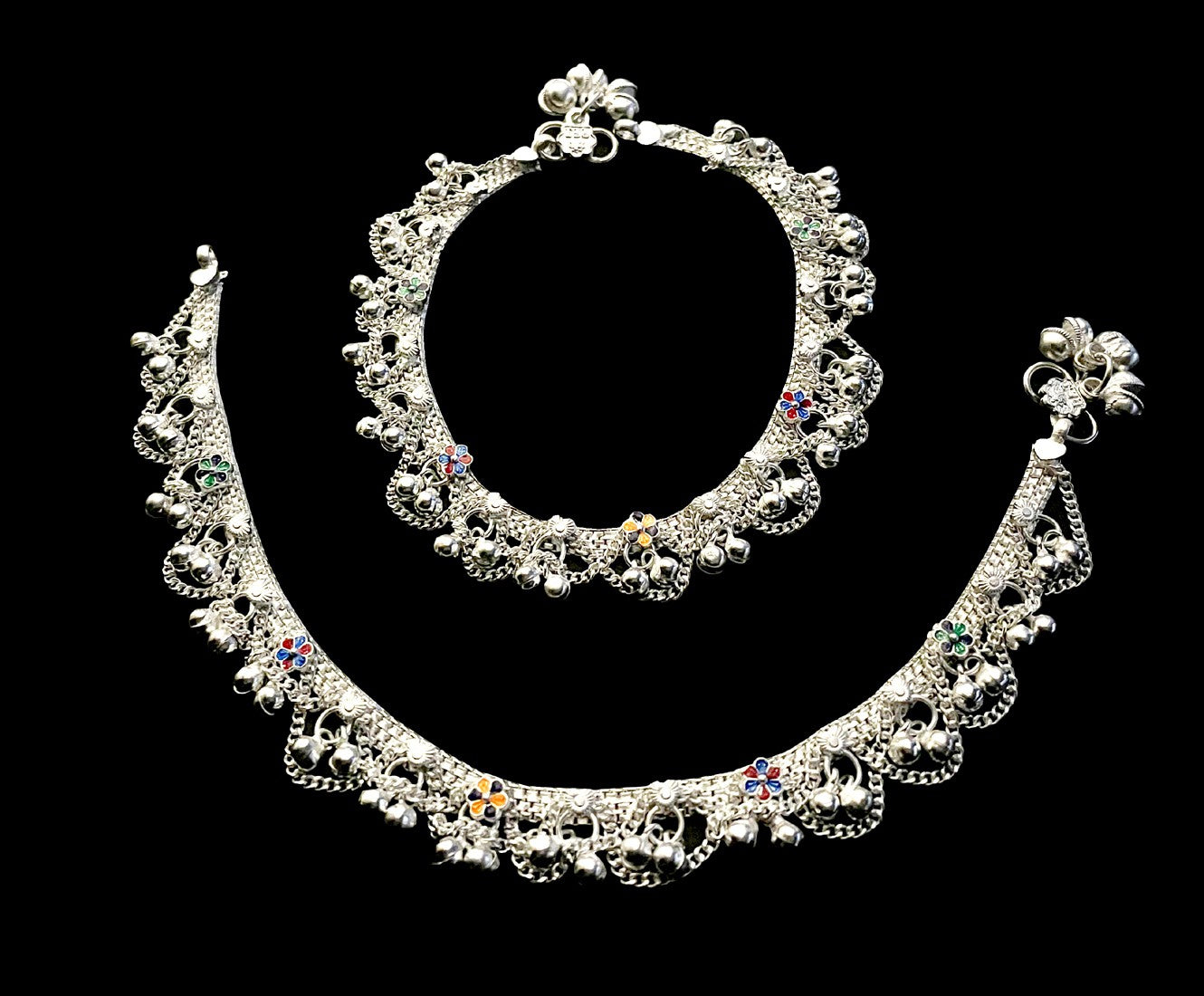 Buy AanyaCentric Silver Plated White Metal Payal Indian