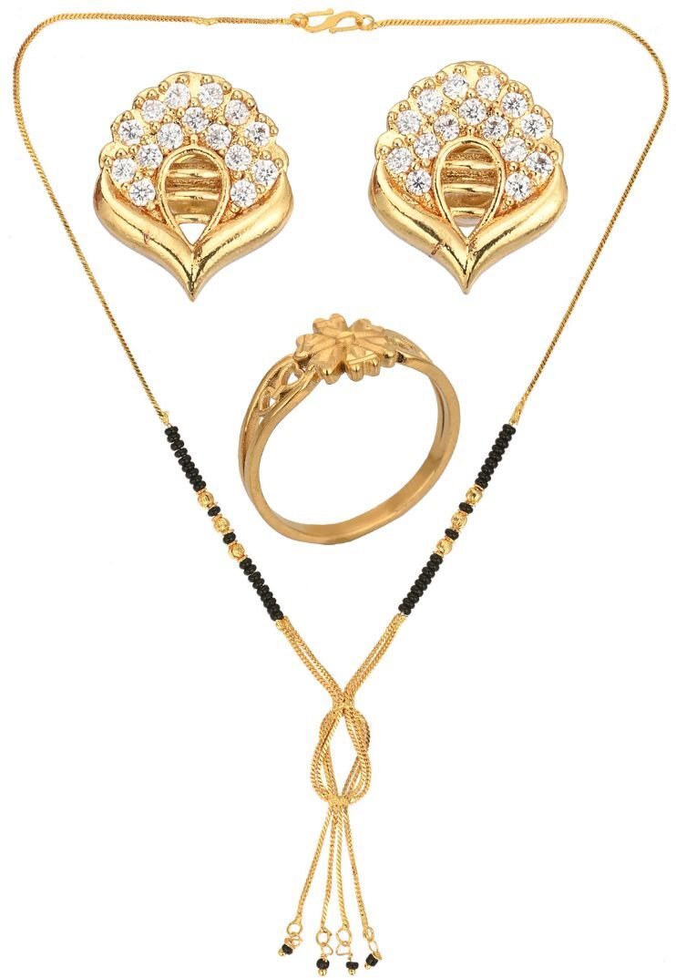 Silver Rose Gold Mangalsutra Pendant Earring Set for Women | Nemichand  Jewels – NEMICHAND JEWELS