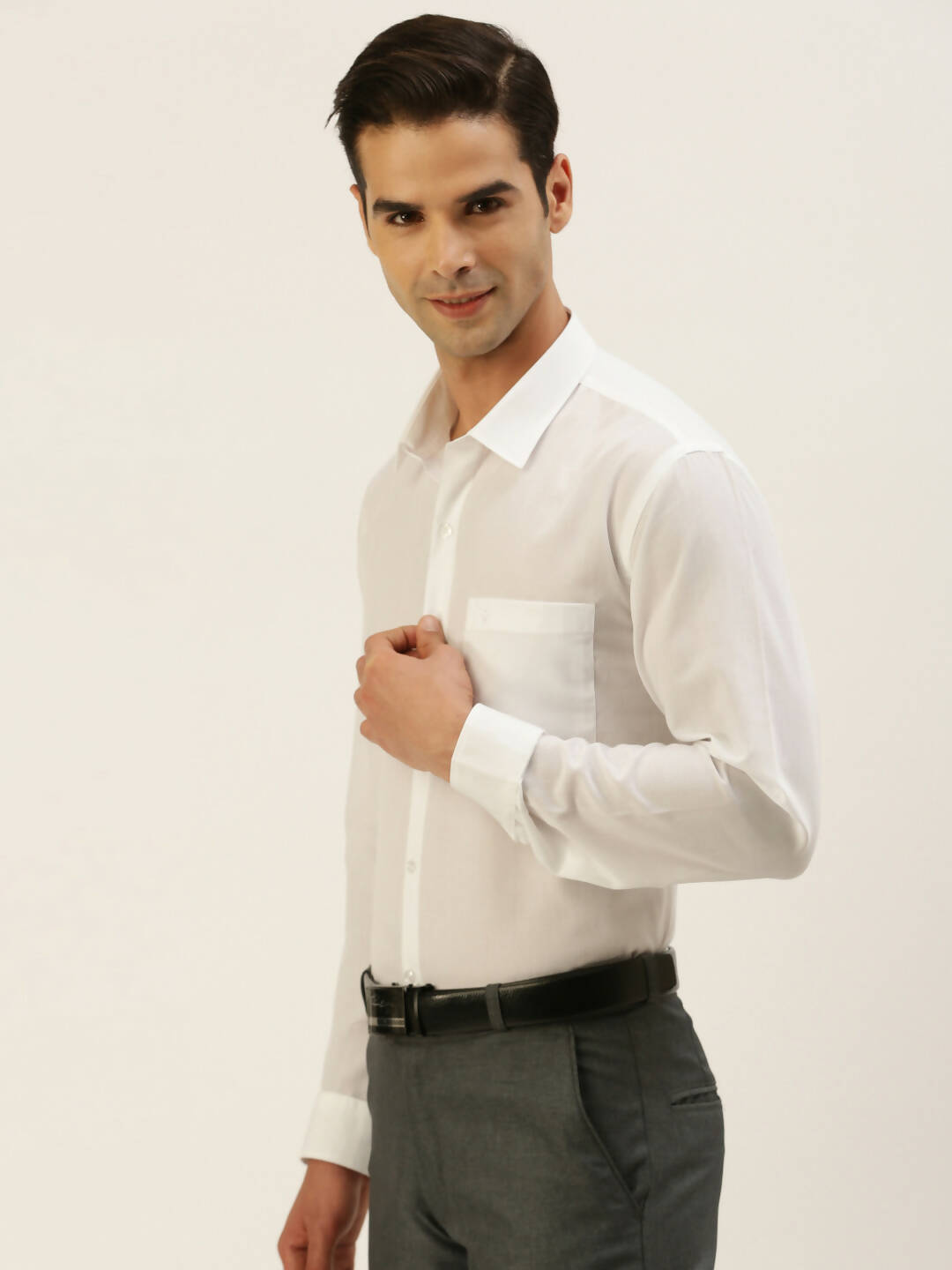 Buy Ramraj Cotton Mens Full Sleeve Formal Poly Cotton White Shirt