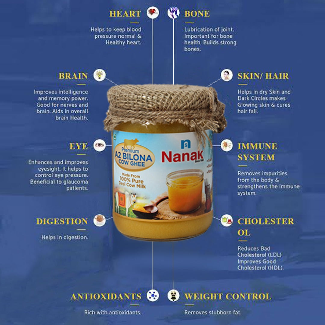 Nanak Desi A2 Bilona Cow Ghee - 500ml (Hand Churned, Vedic) Online