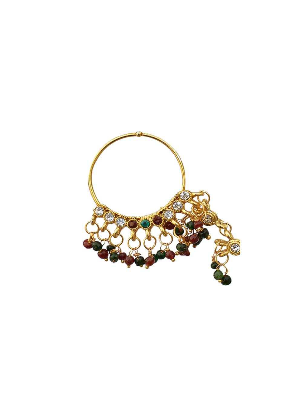 Gold-Plated Alloy Traditional Multi Colour Nath - The Pari - Distacart