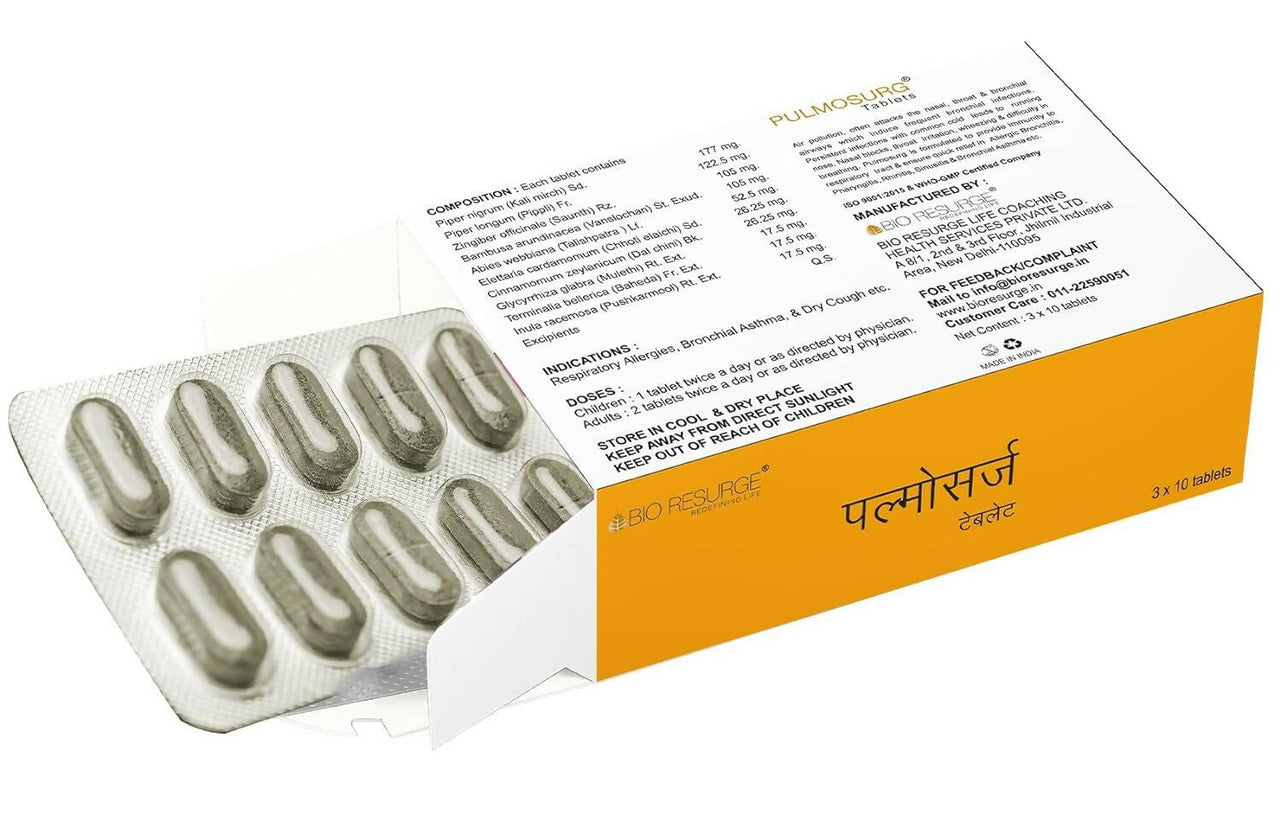 Bio Resurge Life Pulmosurg Ayurvedic Cough and Asthma Relief Tablets - Distacart