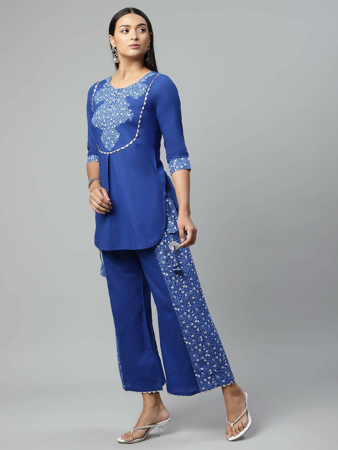 Buy Ahalyaa Blue Pure Cotton Tunic & Palazzos Ethnic Co-Ords Online at Best  Price