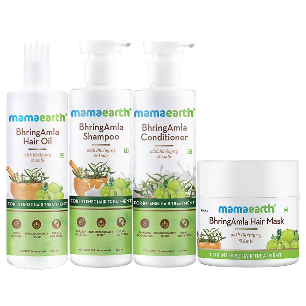 Mamaearth Bhringamla Combo Pack (Hair Oil, Hair Mask, Shampoo & Conditioner) - Distacart