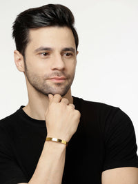 Thumbnail for NVR Men Gold Stainless Steel Cuff Bracelet - Distacart