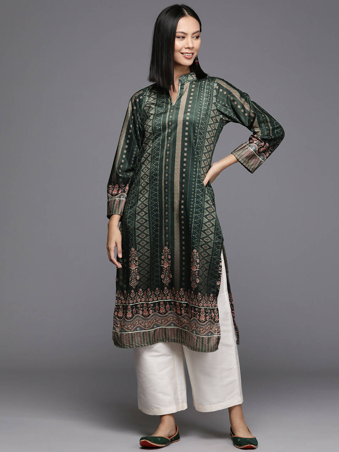 Ahalyaa Women's Traditional wear Kurta - Dark Green - Distacart