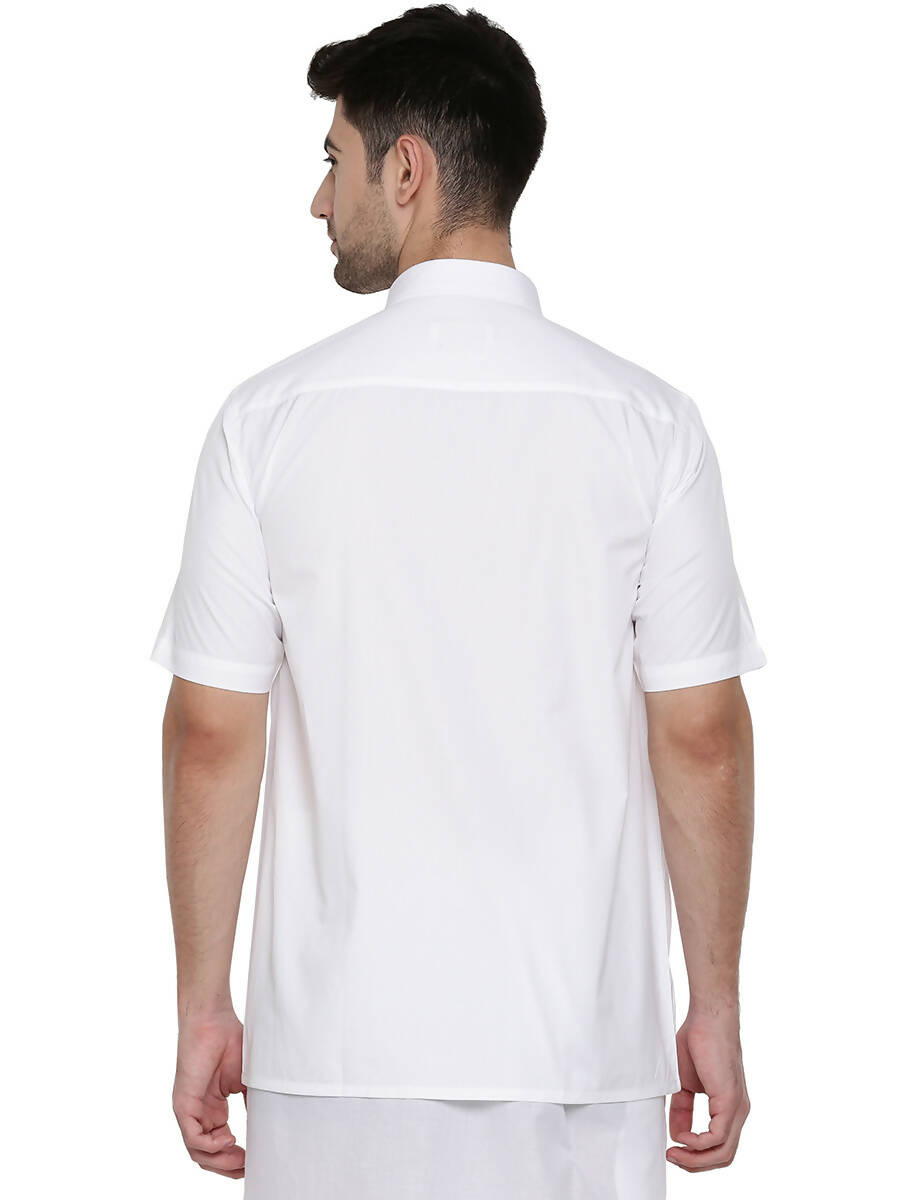 Ramraj Cotton Mens Half Sleeve Formal 100 % Cotton White Shirt - Distacart